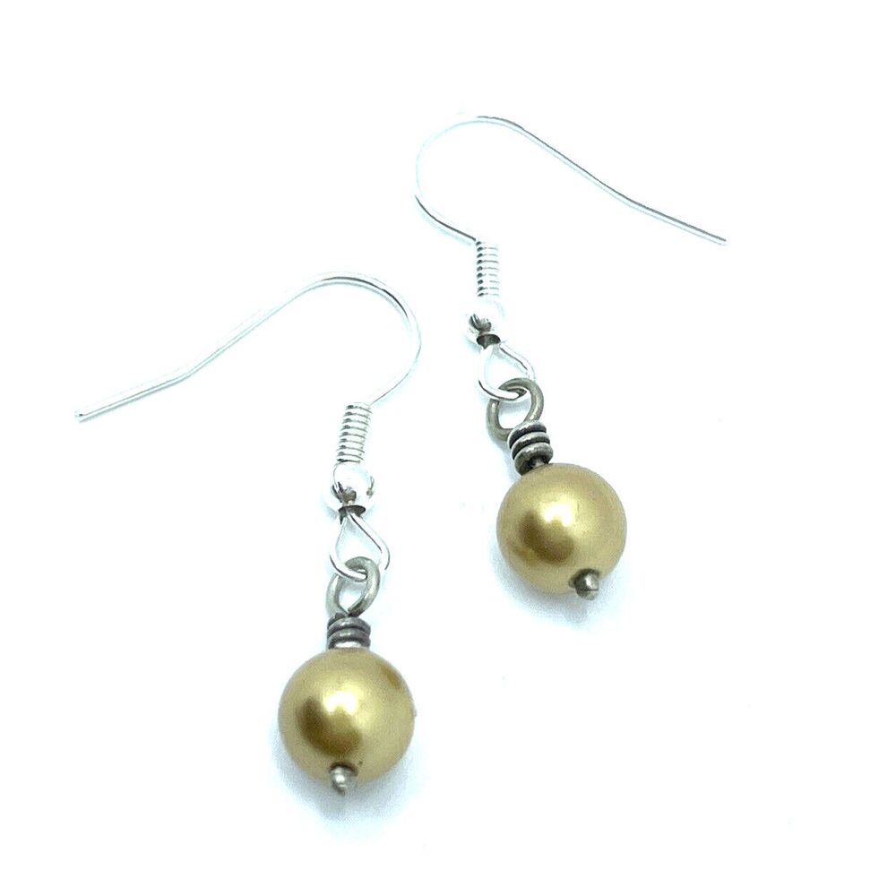 Brighton Gold Circle Pearl Beads Silver Scrollwork Custom Earrings